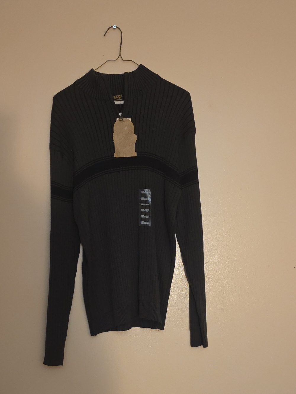 Vintage Men's Ribbed Quarter-Zip Sweater - Charcoal